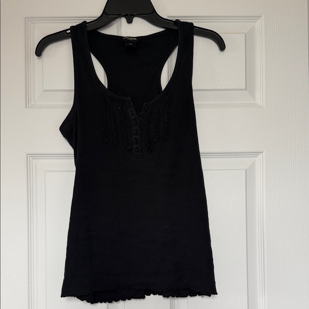 Guess Black Button-Front Tank Top size L